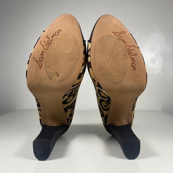 Sam Edelman Women Shoes Frances Leopard High Heels Sparkle Leather Brown Sz 7 - Picture 8 of 14